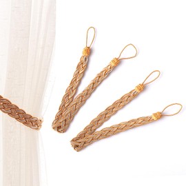 ZEACCT Pack of 2 Braided Window Curtain Tiebacks, Curtain Tieback, Curtain Rope Buckle, Hand-Woven Rope Tiebacks, for Home and Office Curtain Decoration