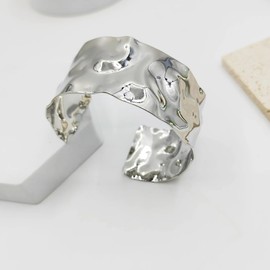 Bangle Bracelet For Women Boho Cuff Bracelet Silver Bangle Bracelet Back To School Bracelet Open Cuff Bracelet Jewelry (One size, Silver)