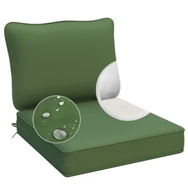 AAAAAcessories Outdoor Deep Seat Cushions, Waterproof, Fade-Resistant Patio Furniture Replacement Cushions, 24" x 24" x 5", Dark Moss Green