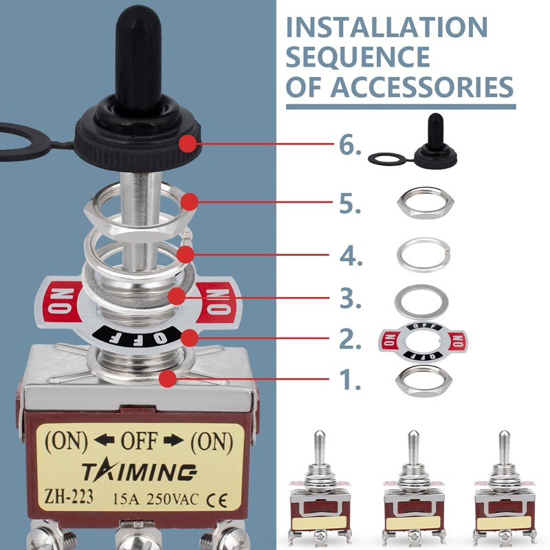 Innfeeltech 3 Pcs Momentary Toggle Switch, 20A 125V, 2H-C223 DPDT,