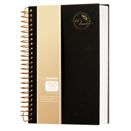 Yoment Small Spiral Notebook,300 Pages Hardcover Spiral Notebooks,5.5”x 7.5”College Ruled Notebook,A5 Spiral Bound Journal,Hard Cover Notebooks for Work Writing School,A5 Black