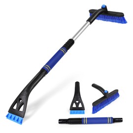 Hbxdeco 32" Extendable Snow Brush with Ice Scrapers for Car Windshield, 2 in 1 Car Snow Scraper with Ergonomic Foam Grip, Auto Window Snow Scraper and Brush, Winter Car Accessories (Blue)