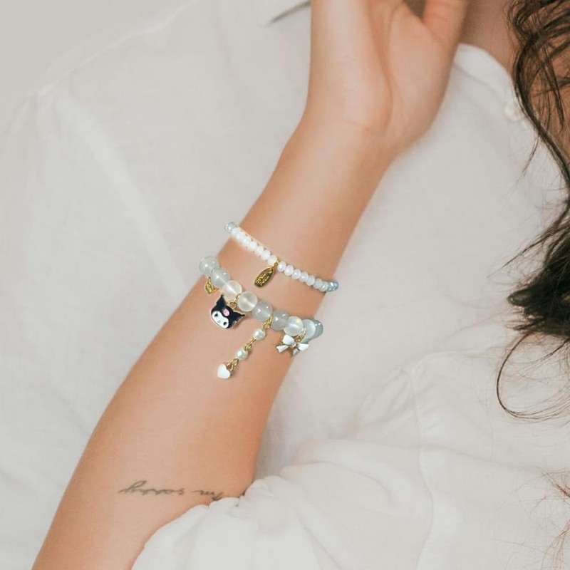 NIQIPOK kawaii Crystal Bead Bracelet Kuromi and My Melody Sanrio