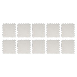 10pcs Plush Foam Floor Mat Thickened Cuttable Interlocking Carpet Tiles for Bedroom Living Room White