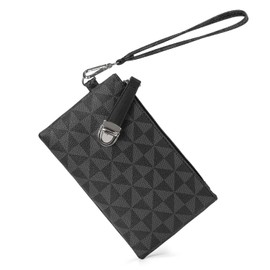 MaijjLyn Women's Wallets Wristlet - Leather Clutch Purses for Women Wrist Handbags Large Capacity Zipped Purses Black