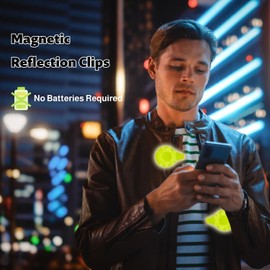 Issimober Pack of 6 Magnetic Reflectors, Reflective Lapel Magnets, Reflector Clips Pendant, for Maximum Visibility, Safety Reflector for Backpack, Jacket, Jogging, Bicycle (Green)