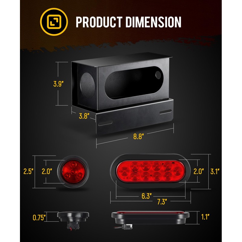 Partsam 2Pcs Steel Trailer Light Boxes Housing Kit, [DOT Approved]