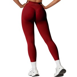 Tummy Control Leggings for Women Scrunch Butt Lifting Yoga Pants Seamless Gym Workout Compression Booty Leggings Scarlett Red-S