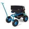 1pc Height Adjustable Swivel Seat Rolling Garden Cart with Storage
