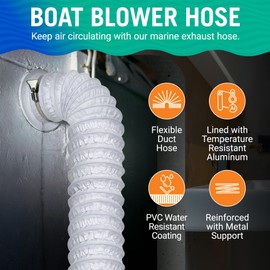 Boat Blower Hose, 3 Inch Marine Exhaust Hose, 10 Ft Flexible PVC Duct for Bilge, Engine Compartment, Galley, Head, or Dryer Vent, White
