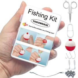 yasuwekik Mini Fishing Kits Bulk Small Emergency Survival Fishing Kits Outdoor Compact Fishing Tackle Kits with Case for Beginner Christmas Shoebox Fillers for Fishing Party Favors