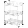 HYBRIDEAS Clear 3-Tier Rolling Utility Cart Organizer with Wheels and