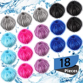 Blulu 18 Pieces Pet Hair Remover for Laundry Dryer Balls Reusable Washing Machine Hair Catcher Pet Dog Cat Catcher Lint Remover (Light Blue,Blue,Grey,Black,Purple,Rose Red)