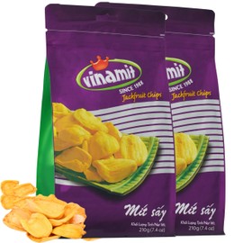 Vinamit Dried Jackfruit Chips | Vacuum Fried Dried Jackfruit | Pack 2 of 7.4 oz Bag | Naturally Sweet & Crispy | Gluten-Free, Vegan, Non GMO | High Fiber Snack | Perfect for Gifting, Travel, Clean Eating