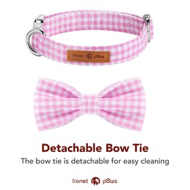 Lionet Paws Cotton Dog Collar with Bowtie, Durable Adjustable and Comfortable Collar for Large Dogs, Neck 40-60cm