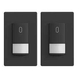 ELEGRP Occupancy Motion Sensor Light Switch, PIR Infrared Motion Activated Wall Switch, No Neutral Wire, Single Pole for CFL/LED/Incandescent Bulb, Wall Plate Included, UL Listed (2 Pack, Matte Black)