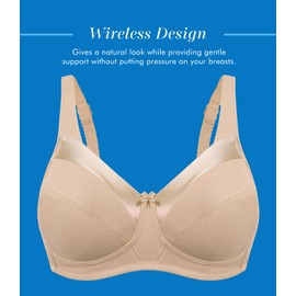 Bestform Women's 5006715 Satin Trim Wireless Cotton Bra with Unlined Cups, Nude | Nude, 40D