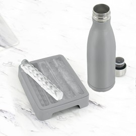 Tovolo Cube Reusable Water Bottles, Silicone Ice Tray with Tight-Fitting Lid, BPA-Free & Dishwasher-Safe, 1 EA, Oyster Gray