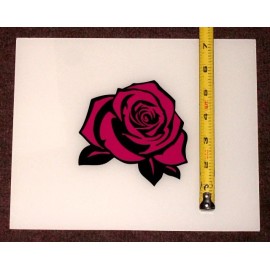 The Cyber Cave Beautiful Rose! High Quality, High Gloss 4.5" x 4.5" Vinyl Decal! - Hot Pink on Black