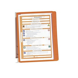 Durable Vario Wall 5 555109 Wall-Mounted Display Rack Orange with 5 A4 Display Sheets Orange