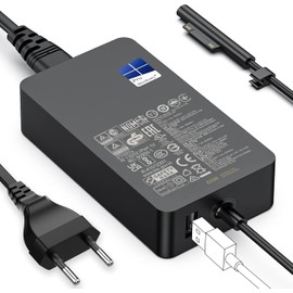 Ladegerät Surface Pro, 65 W, Surface Ladegerät für Surface Pro 3/4/5/6/7/7+/8/9, Surface Laptop 1/2/3/4/5/6/7, Surface Book 1/2/3, Surface Go 1/2/3, Surface LaptopGo 1/2/3, Surface Laptop Studio