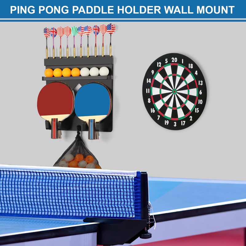 Ping Pong Paddle Holder Wall Mount Hold 8 Paddles, Ping