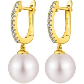 Pearl Earrings Gold Pearl Earrings Pearl Drop Earrings Pearl Earrings for Women Sterling Silver Leverback Pearl Earrings Pearl Lever Back Earrings White Faux Pearl Earrings Dangle Pearl Earrings