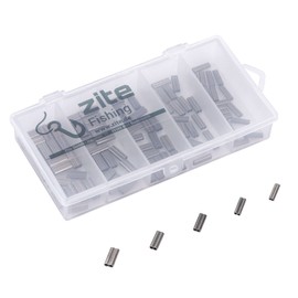 Zite Fishing Double Clamp Sleeves Assortment / 5 Sizes (0.8 - 1.6 mm) / 100 Pieces Crimp Sleeves Set with Box/Double Sleeves for Fishing Leaders and Fishing Line