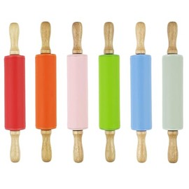 Kasteco 6 Pack Mini Small Rolling Pin for Kids, Kids Rolling Pin Wooden Handle (12 Inch)