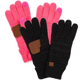 Funky Junque Guantes de punto cálido con forro de invierno para teléfono con visualización táctil, Mezcla de 3 tonos, azul marino, Talla única