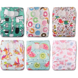 Littles and Bloomz FLV2-0605 Wiederverwendbare Stoffwindel, Standard-Klettverschluss, 6 Windeln