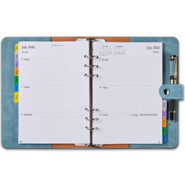 Calendar 2026 Book Calendar A5 Refillable Diary / Weekly Planner Ring Binder with Monthly Tabs, Password Notes Contact, Soft Cover Organiser with Pocket & Pen Loop, Planner Jan.26-Dec.26