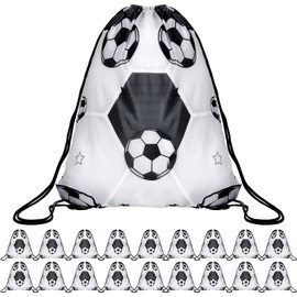 20 Pack Soccer Drawstring Bags 12 x 10 Inch Portable Sports Backpack Soccer Party Favors for Girls Boys Birthday Goodie Bag (Classic Style)