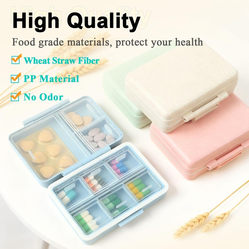 Wopanxye Travel Pill Organizer, 9 Compartments Portable Small Pill Box