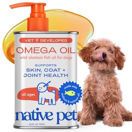 Native Pet Omega 3 Fish Oil for Dogs & Cats – Wild Alaskan Salmon Oil for Dogs Skin and Coat, Supports Joints, Heart & Shedding – Fast-Absorbing Omega 3 6 9 Liquid Supplement – 32oz