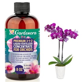 Premium Liquid Orchid Plant Fertilizer - 3-1-2 Concentrate for Indoor Plants and Flowers by Gardenera | Organic Plant Food for Orchids - 8oz
