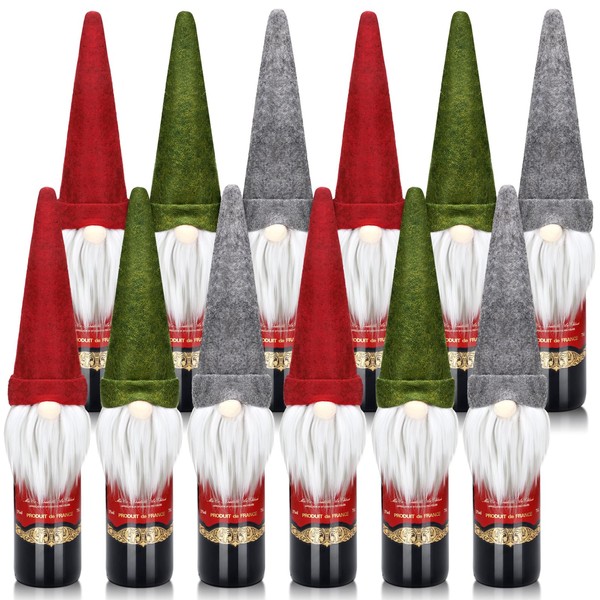 12 Pieces Gnome Wine Bottle Topper Bottle Covers Handmade Tomte