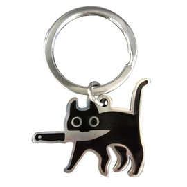 Vayfoni Cat Keyring Cute Keychain Funny Cat Gifts for Women - Black Metal Animal Key Ring for Girls Ladies Cat Lovers Birthday Present