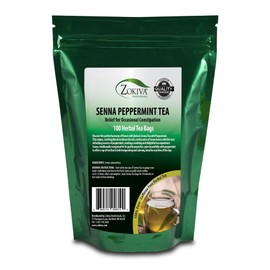 Zokiva Nutritionals Senna Tea with Peppermint - 100 Premium 2g Bags | Natural Laxative, Cleanser for Constipation Relief & Digestive Health | Gentle Herbal Blend for a Soothing, Caffeine-Free Experience.