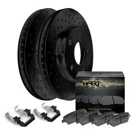 Hart Brakes Fit 1997-2005 Acura NSX Front Sport Black Drilled Brake Rotors+Ceramic Brake Pad