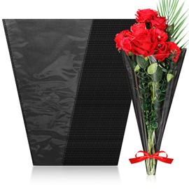 Qilery 100 Pcs Flower Bouquet Wrapping Paper Kraft Flower Bouquet Gift Bags Bulk Flower Bags for Bridal Shower Wedding Graduation Anniversary Birthday Mother's Day 11 x 3.5 x 17.3 Inch(Black)