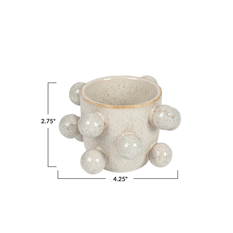 Bloomingville 4.25 Inches Round Stoneware Planter with Orbs and Reactive