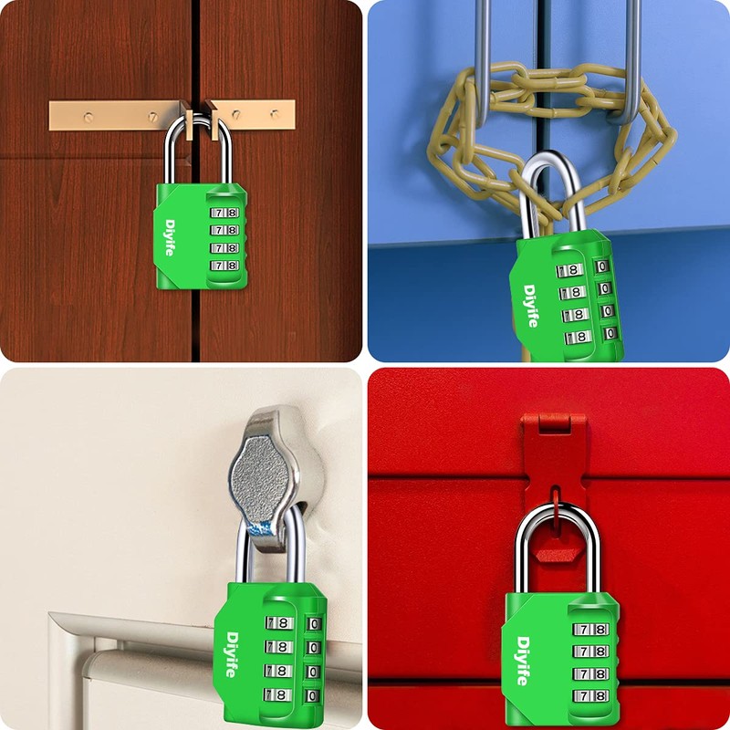 Combination Padlock, Diyife Heavy Duty 4 Digit Padlock Weatherproof Outdoor