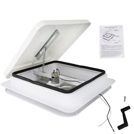menbager 14" × 14" 12 V 6" Blades Universal RV Roof Vent Fan Kit White For Camper Trailer