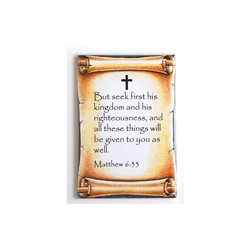 Matthew 6:33 Bible Verse Fridge Magnet (2 x 3 inches)