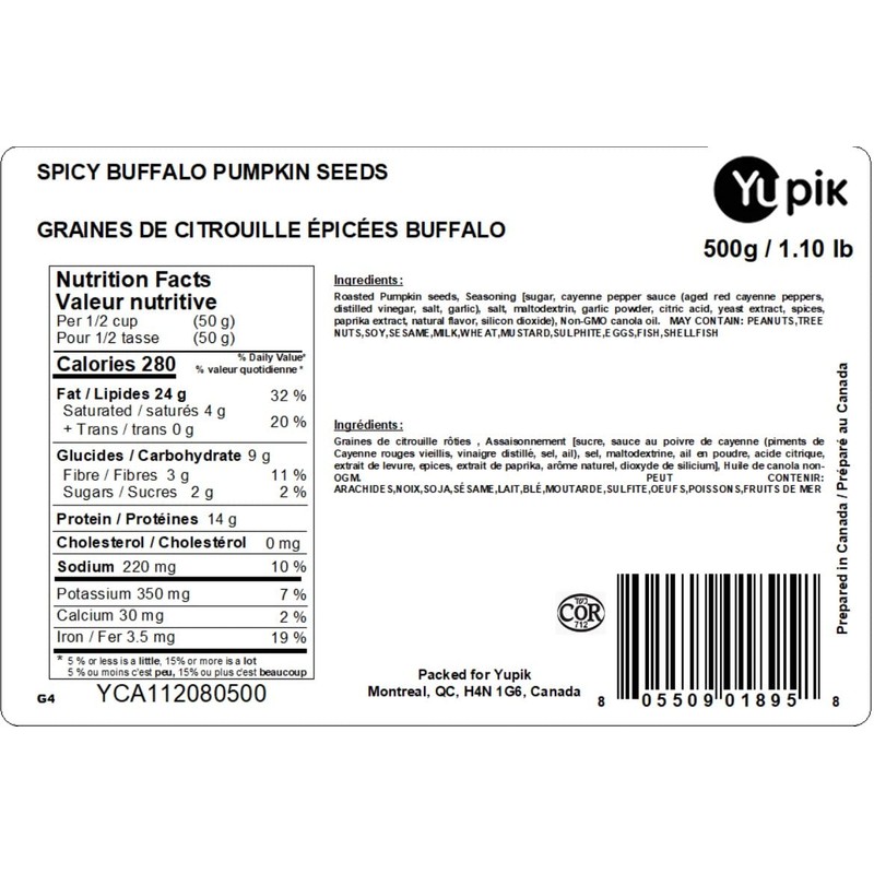 SPICY BUFFALO PUMPKIN SEEDS- 500G, Vegan, Non-GMO