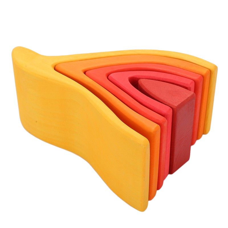 5pcs Fire Flame Element Stacking Toys Wooden Stacker Nesting Building