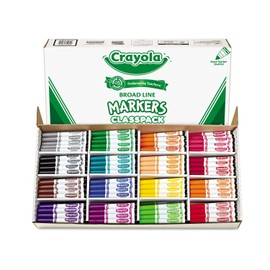 Crayola 588201 Non-Washable Classpack Markers, Broad Point, 16 Classic Colors, 256/Box