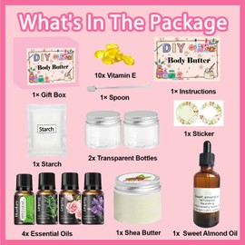 Body Butter Making Kit- Shea Butter Lotion Making Kit, DIY Crafts for Adults with Coconut Oil, Organic Shea Butter Natural Whipped Coconut Oil Body Butter Maker Skin Care Gifts for Women