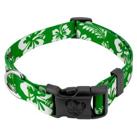 Country Brook Petz - Deluxe Dog Collar - Made of Premium Polyester for Durability, Comfort & Style - Vibrant Summer Breeze Collection, Kelly Green Hawaiian, Large